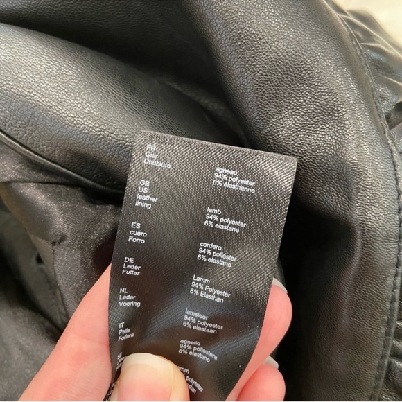 Maje Jupia Smocked Ruffled Mini Skirt soft lamb leather size 36 - Picture 7 of 11